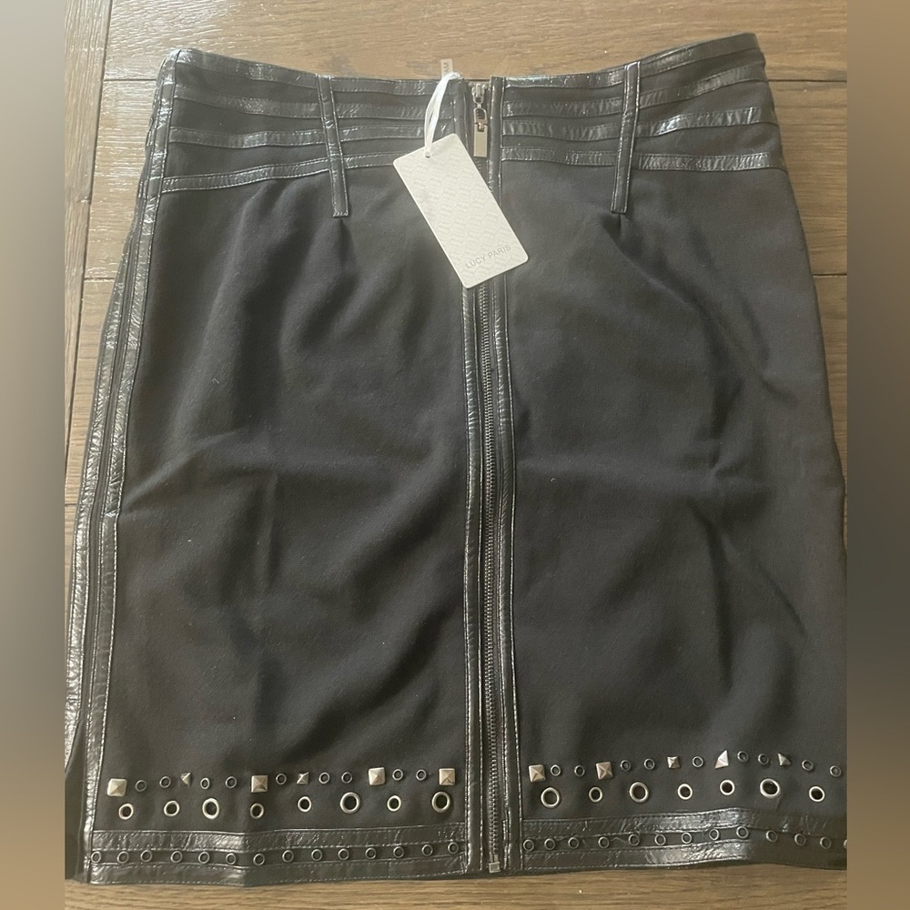 NWT Lucy Paris 💕 black skirt with vegan leather